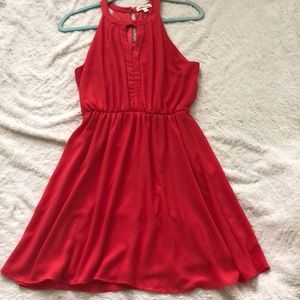 Beautiful coral halter style dress.